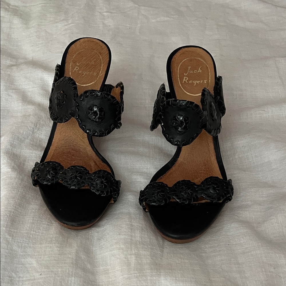 Jack Rogers Black Leather Sandals
